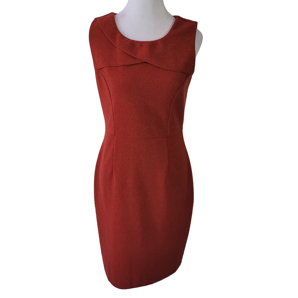 THML Size S Anthropologie Red Tweed Sleeveless A-Line Dress Exposed Zipper